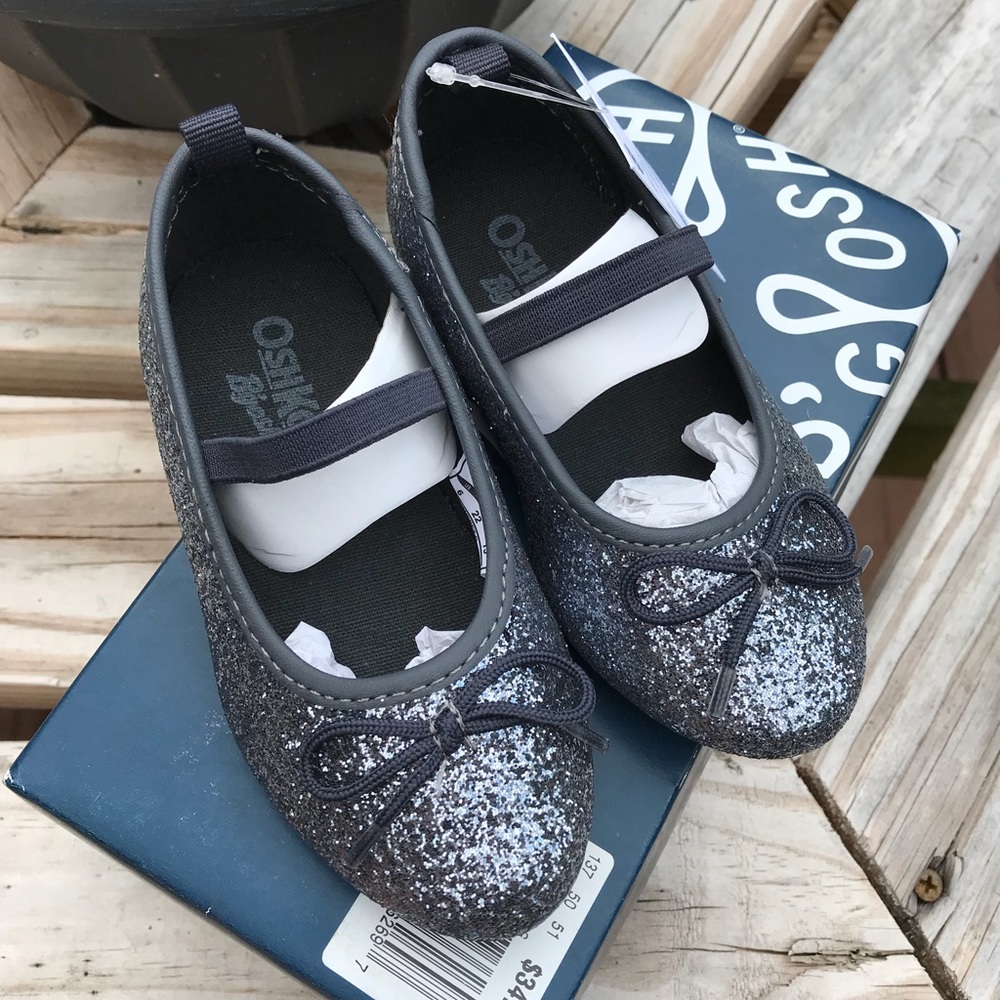 NIB OshKosh Audrey Silver Glitter Toddler Shoes - Picture 2 of 7